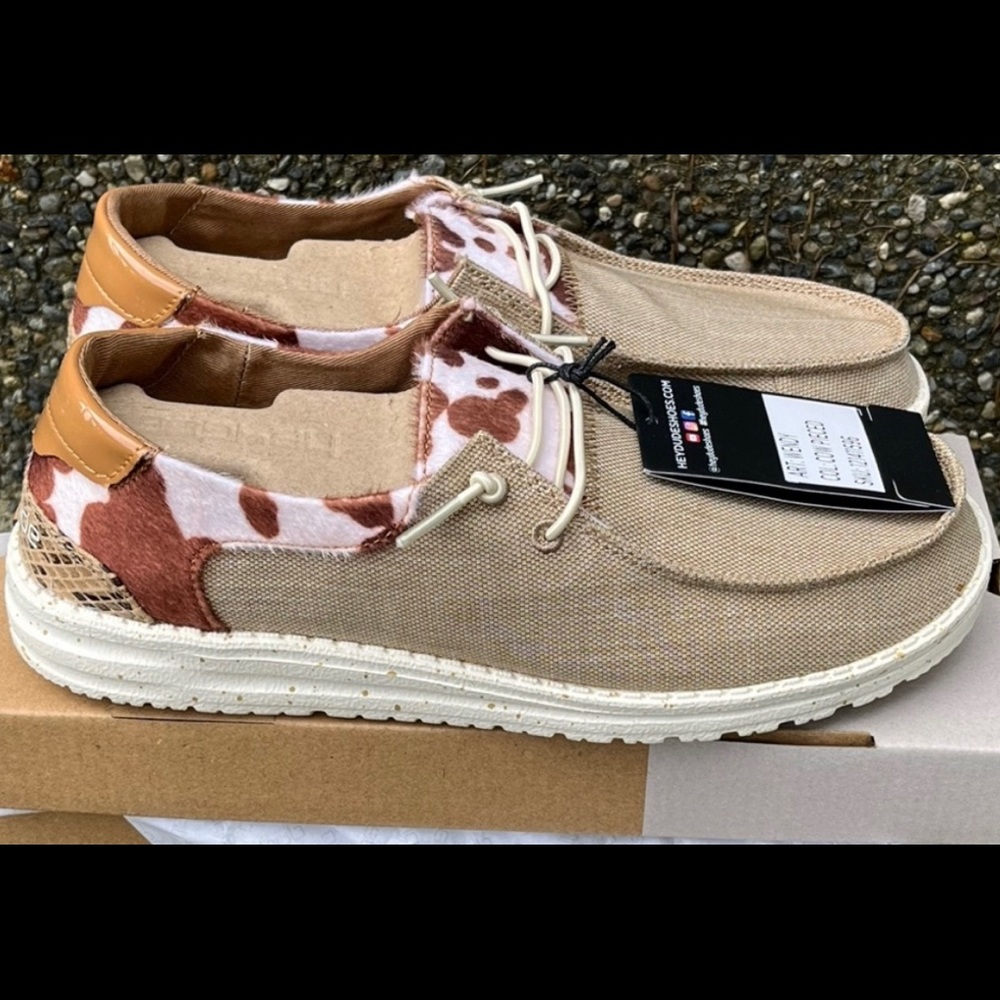 Hey Dude Wendy Cow Pieced Shoes Buckle Exclusive